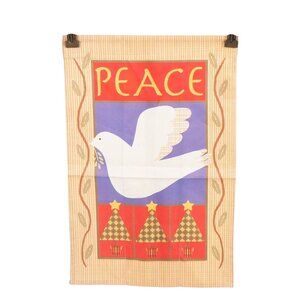 Christmas Peace Garden Flag 12"x18" Dove Trees Outdoor Decor Yard Yellow Red